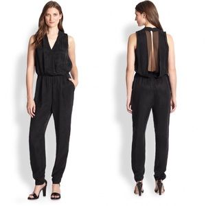 Rebecca Taylor Kiku Black Silk Draped Jumpsuit 4